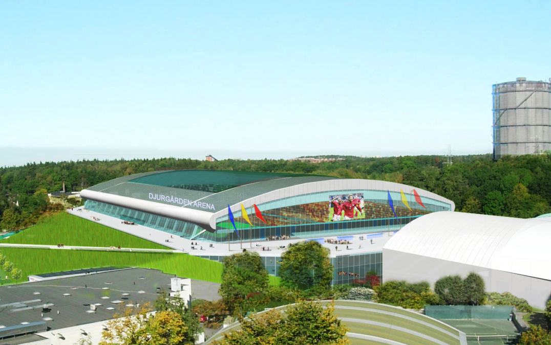 Ny fotbollsarena Djurgårdens IF, Storängsbotten Stockholm (Utfört inom Tema Arkitekter)