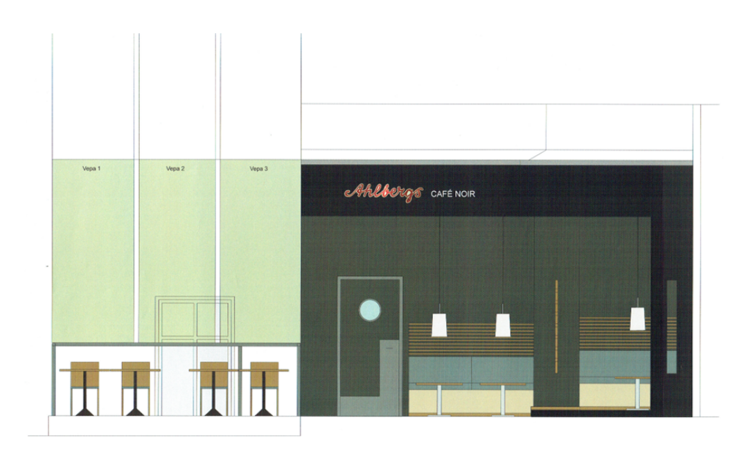 Ombyggnad och inredning café (Utfört inom Tema Arkitekter)